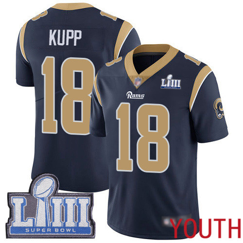 Los Angeles Rams Limited Navy Blue Youth Cooper Kupp Home Jersey NFL Football 18 Super Bowl LIII Bound Vapor Untouchable